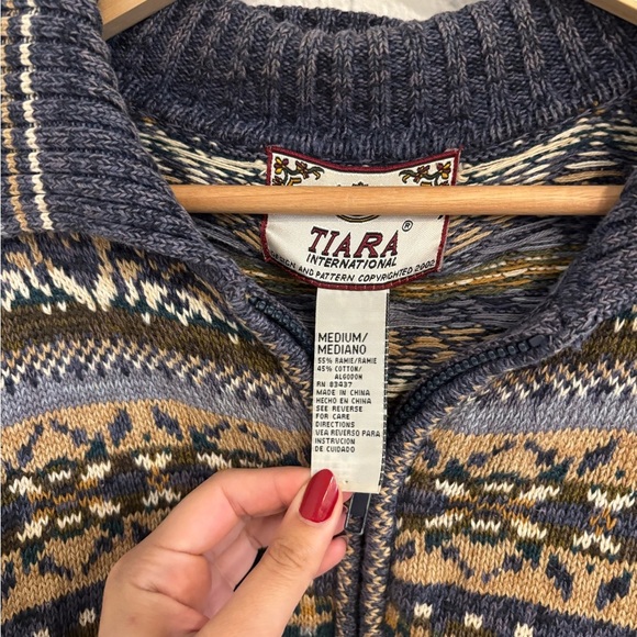 Vintage tiara international fall zip up sweater - Picture 2 of 3